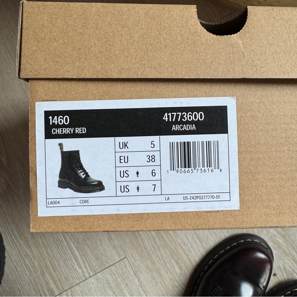 Dr. Martens Cherry Red Arcadia Combat Boots - Picture 4 of 8